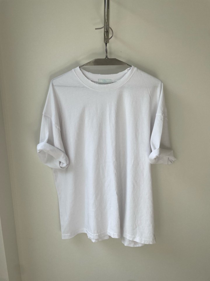 Via - Korean Women Fashion - #momslook - Vintage Round Short Sleeved Tee - 2