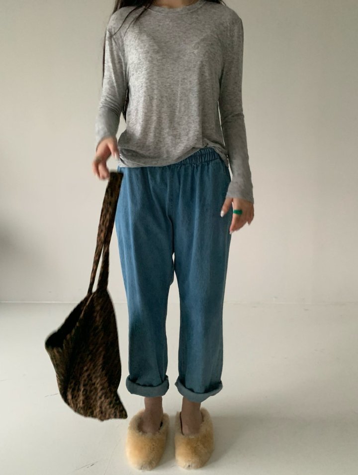 Via - Korean Women Fashion - #romanticstyle - Denim Baggy Pants - 4