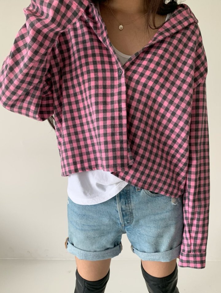 Via - Korean Women Fashion - #thatsdarling - Pink Check Shirt