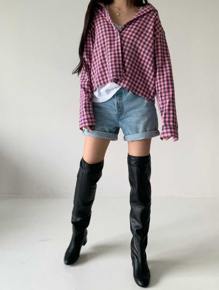 Via - Korean Women Fashion - #thelittlethings - Pink Check Shirt - 2