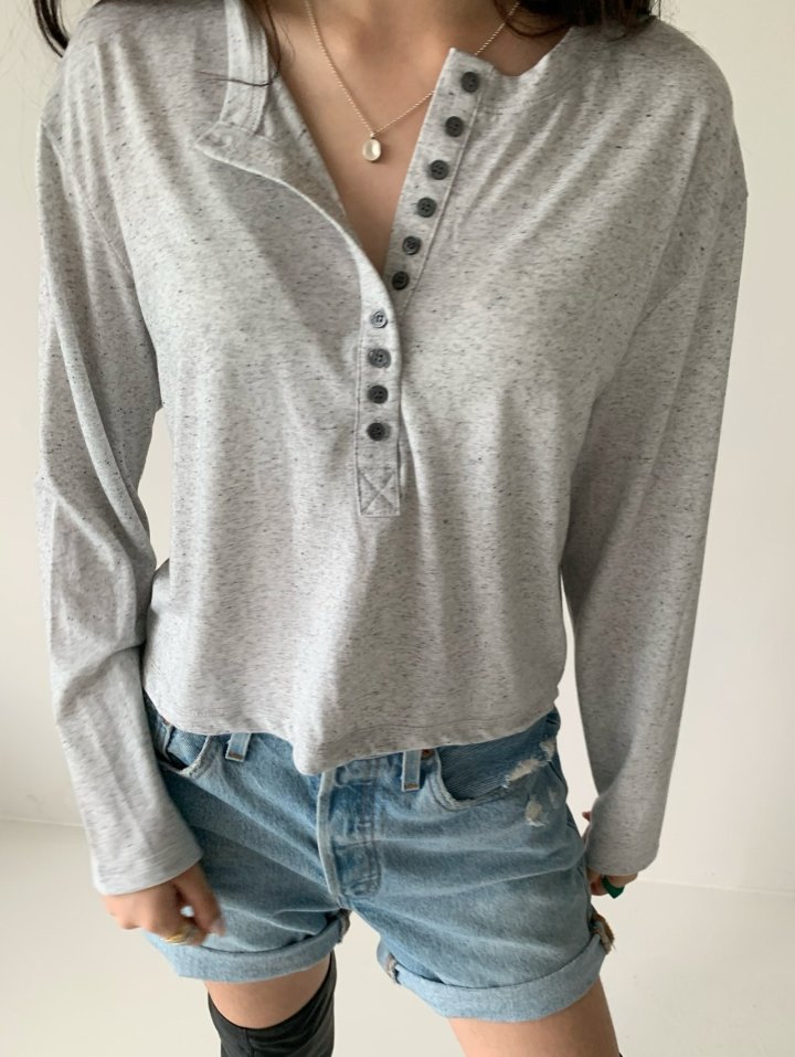 Via - Korean Women Fashion - #vintagekidsstyle - Alle Button Tee - 3