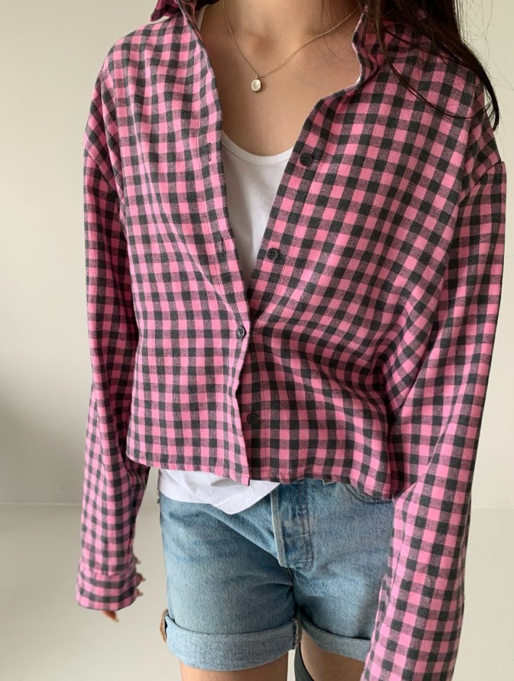 Via - Korean Women Fashion - #womensfashion - Pink Check Shirt - 6