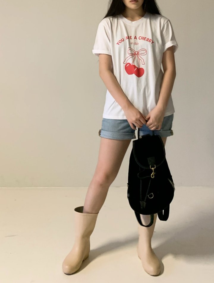 Via - Korean Women Fashion - #womensfashion - Heart Cherry Tee - 7