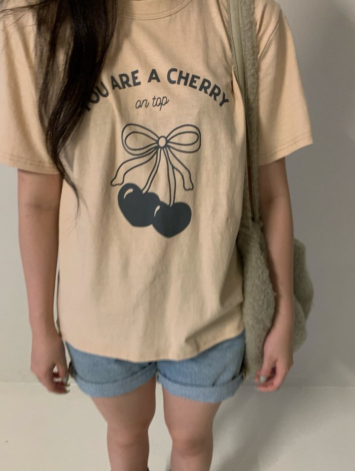 Via - Korean Women Fashion - #womensfashion - Heart Cherry Tee - 2