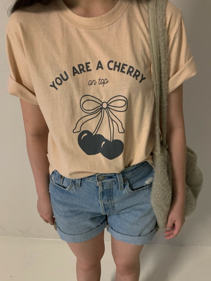 Via - Korean Women Fashion - #womensfashion - Heart Cherry Tee - 6