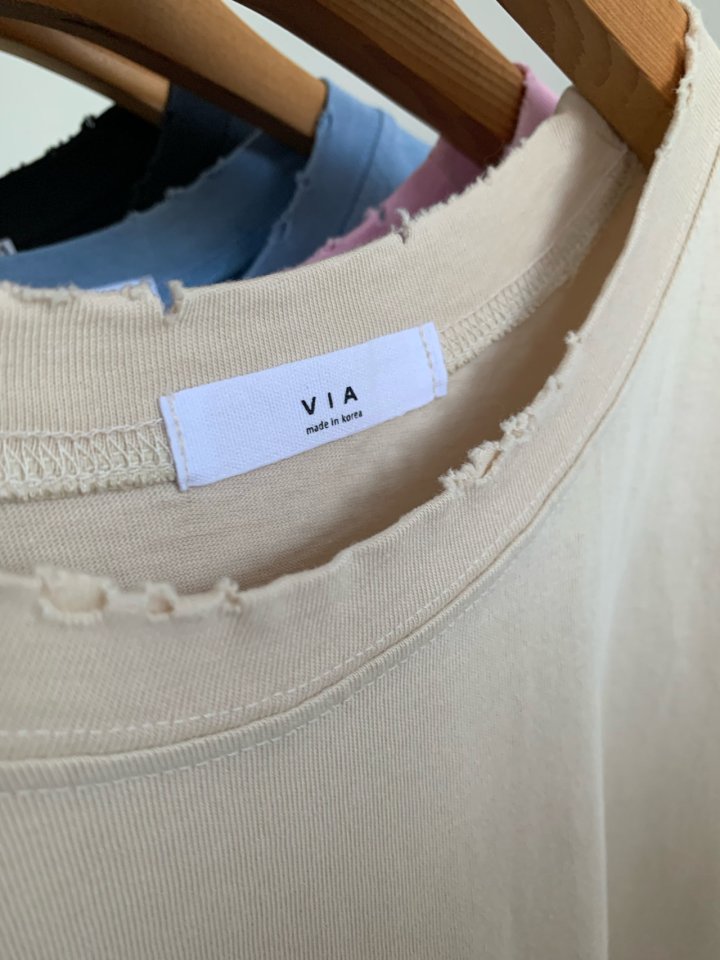 Via - Korean Women Fashion - #momslook - Vintage Round Short Sleeved Tee - 4