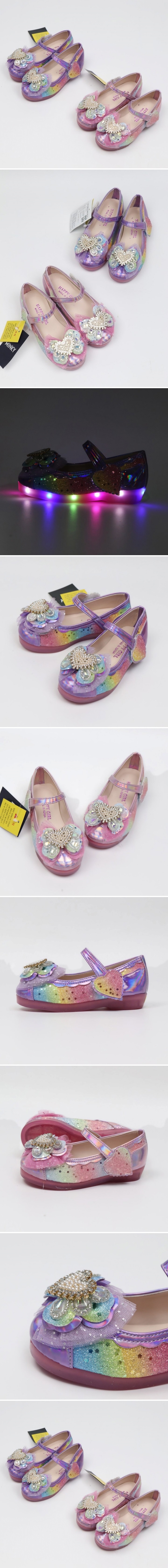 Woori Doori - Korean Children Fashion - #fashionkids - Happy Girl Heart Pearl LED Mary Jane