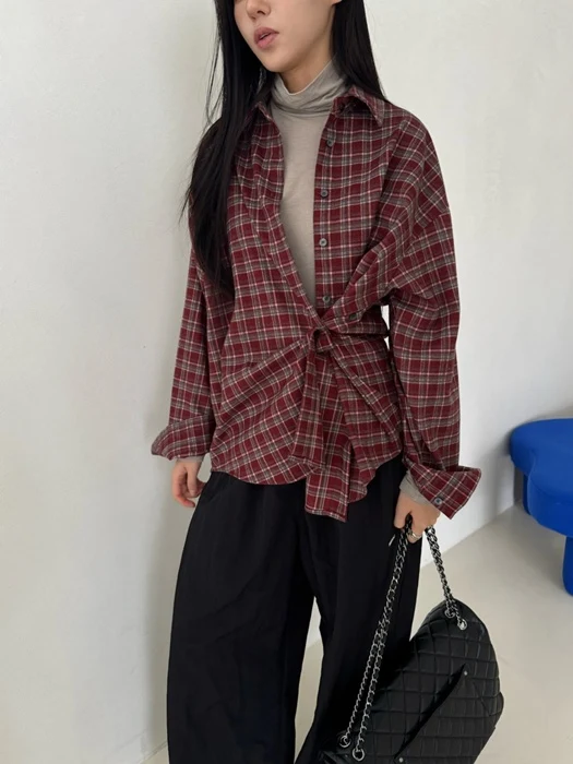 Mocha Check Boxy Shirt