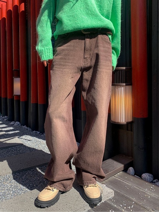 Color Wide Vintage Denim Pants