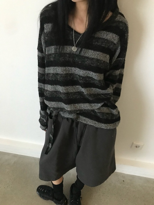 Soft V-Neck Striped Knit Soft V-Neck Striped Knit