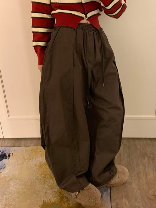 Cotton Panel Balloon Pants