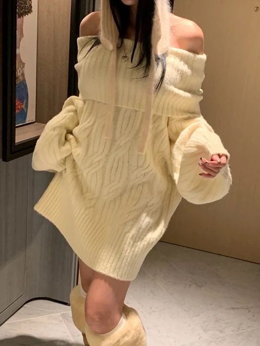 Cable Off-Shoulder Knit Cable Off-Shoulder Knit