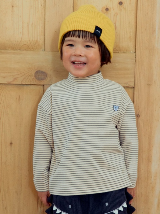 Stripe Mock Neck Tee Stripe Mock Neck Tee
