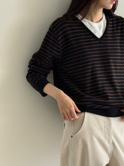 Marceau Stripe V Neck Knit Marceau Stripe V Neck Knit