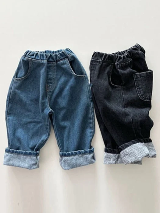 Fleece Denim Baggy Pants Fleece Denim Baggy Pants