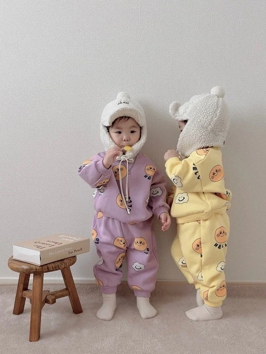 Fleece Cloud Smile Top Bottom Set Fleece Cloud Smile Top Bottom Set