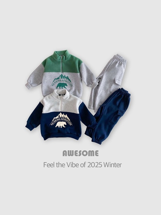 Bear Half-Zip Top Bottom Set Bear Half-Zip Top Bottom Set