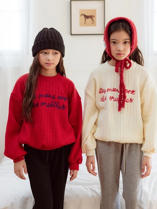Lettering Embroidered Knit