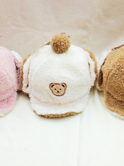 Teddy Fleece Ball Earflap Hat Teddy Fleece Ball Earflap Hat