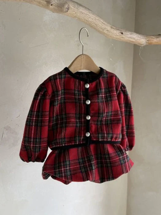 Check Cardigan Set Check Cardigan Set
