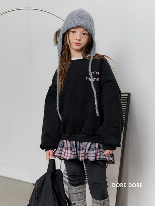 Embroidered Check Fleece Sweatshirt