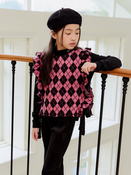 Frill Velvet Ribbon Vest
