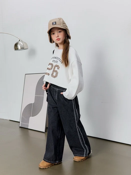 Fleece Stitch Denim Pants