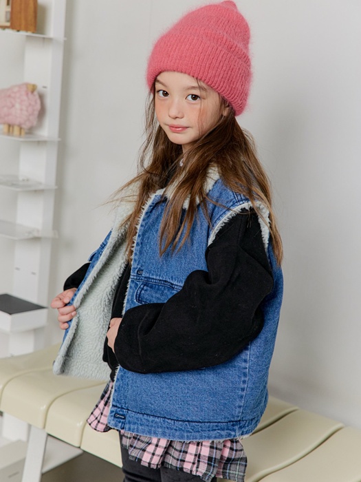 Teddy Button Denim Vest