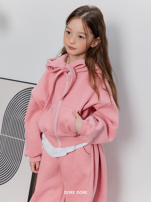 Ribbon Hoodie Fleece Zip-up
