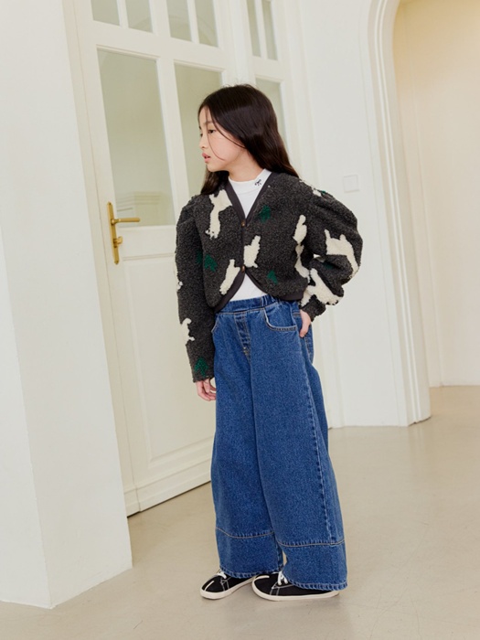 Fleece Wide Denim Pants
