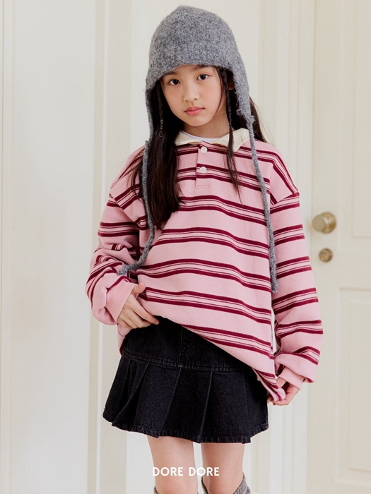 Striped Collar Fleece Tee