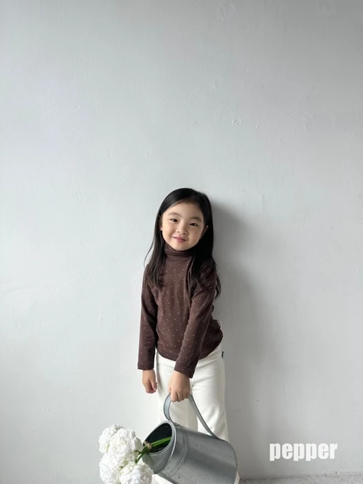 Mint Choco Dot Turtleneck Tee