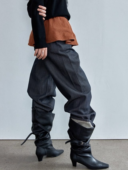 Roll-Up Raw Denim Pants