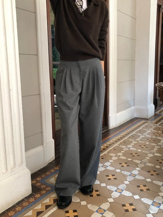 Wool Low Wide Slacks Wool Low Wide Slacks