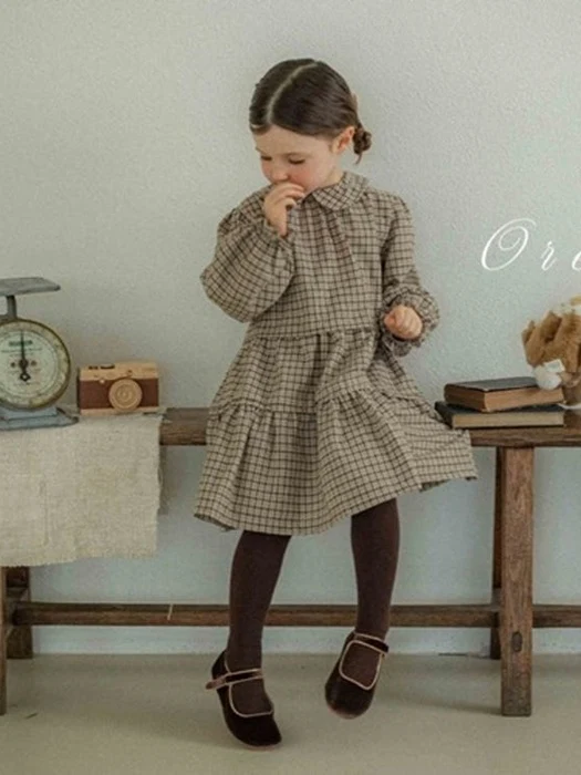 Kids Brioche Check One-piece