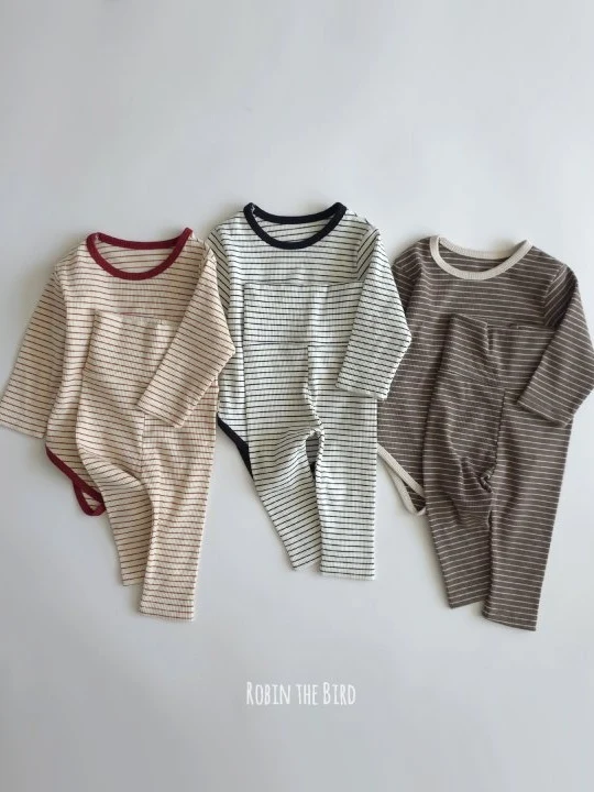 Stripe Ribbed Bodysuit Set Stripe Ribbed Bodysuit Set