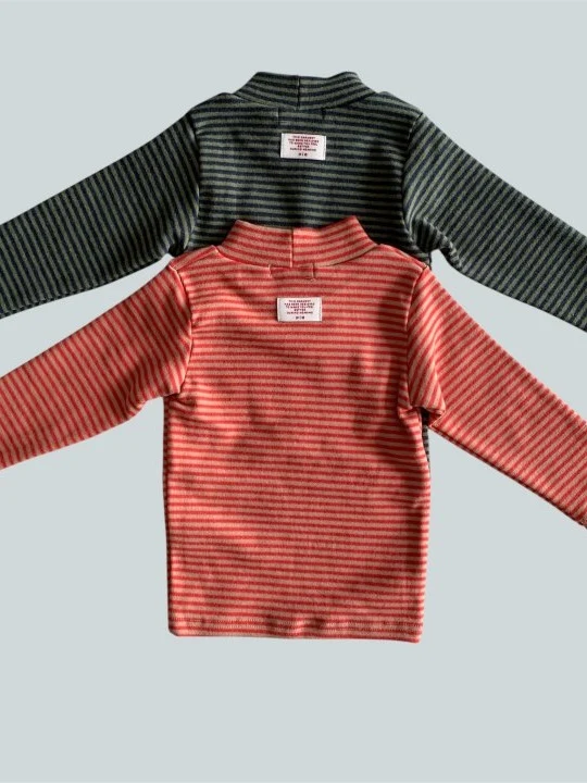 Carrot Stripe Turtleneck Tee