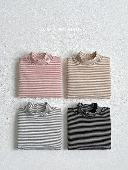 Fleece Stripe Turtleneck Tee