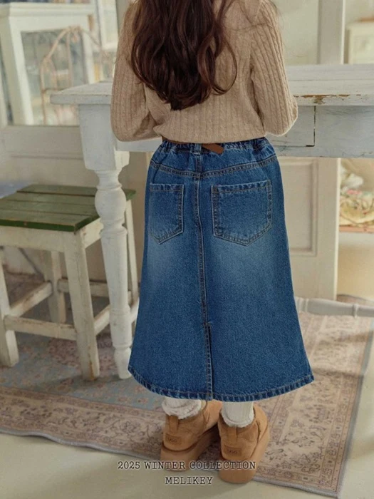 A Line Long Denim Skirt