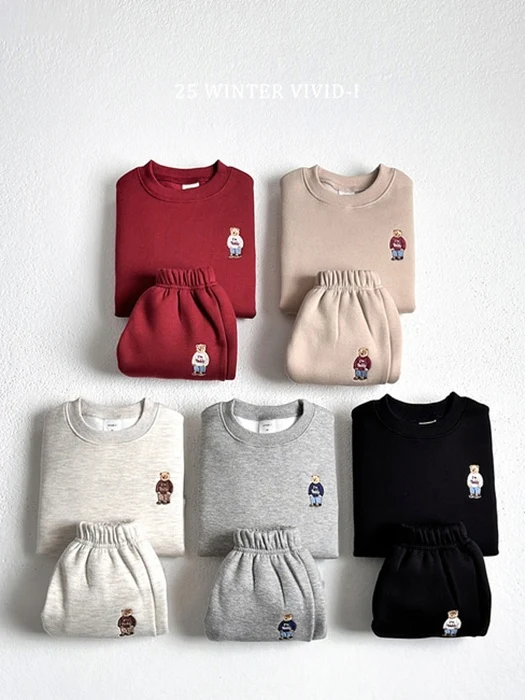Bear Embroidery Fleece Set