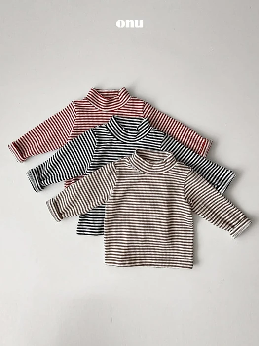 Striped Half Turtleneck Tee