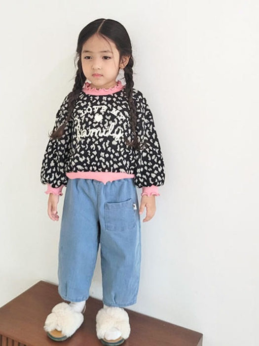 Denim Fleece Pleated Pants