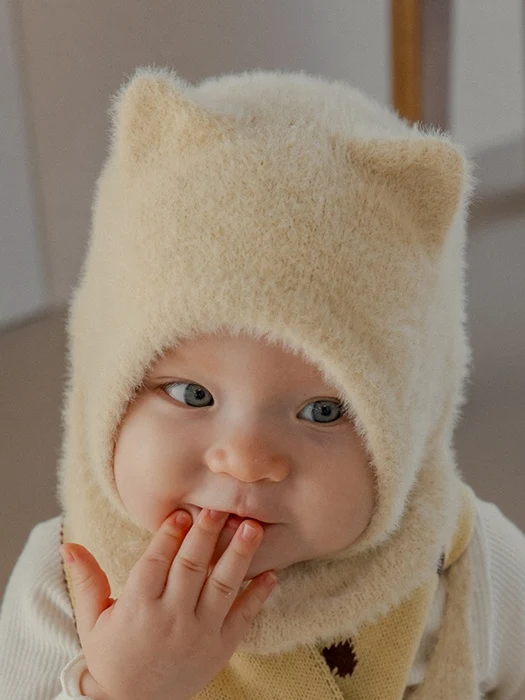Mink Fluffy Knit Baby Balaclava Mink Fluffy Knit Baby Balaclava