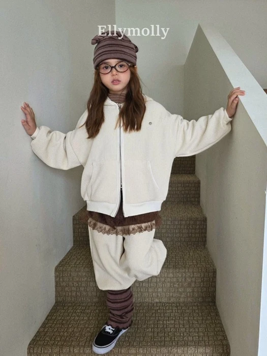 Cozy Ribbed Hood Zip-Up