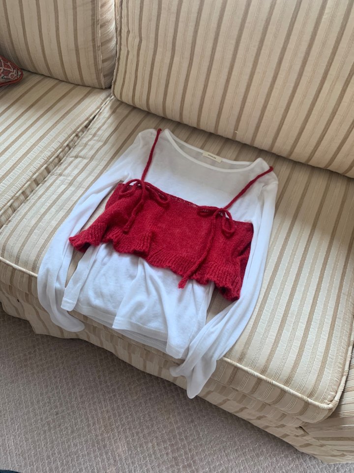 Afarrier - Korean Women Fashion - #womensfashion - Mohair Frill Bustier Knit - 4