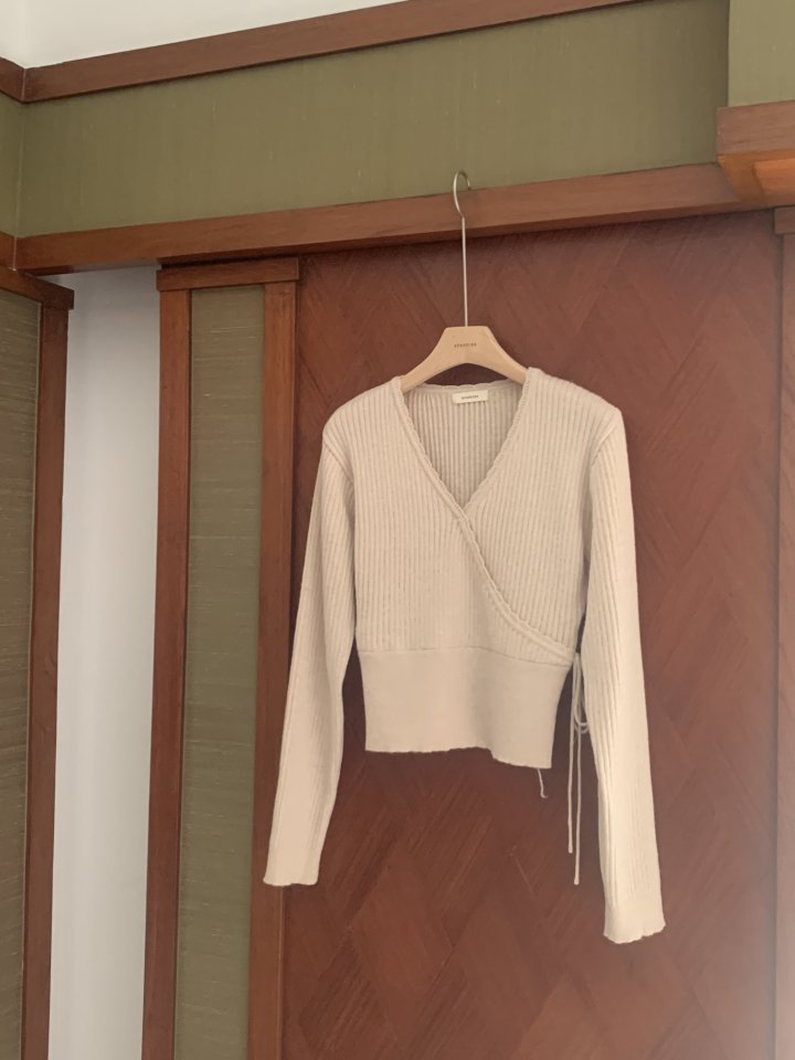 Afarrier - Korean Women Fashion - #momslook - Wrap Ribboning Knit - 2