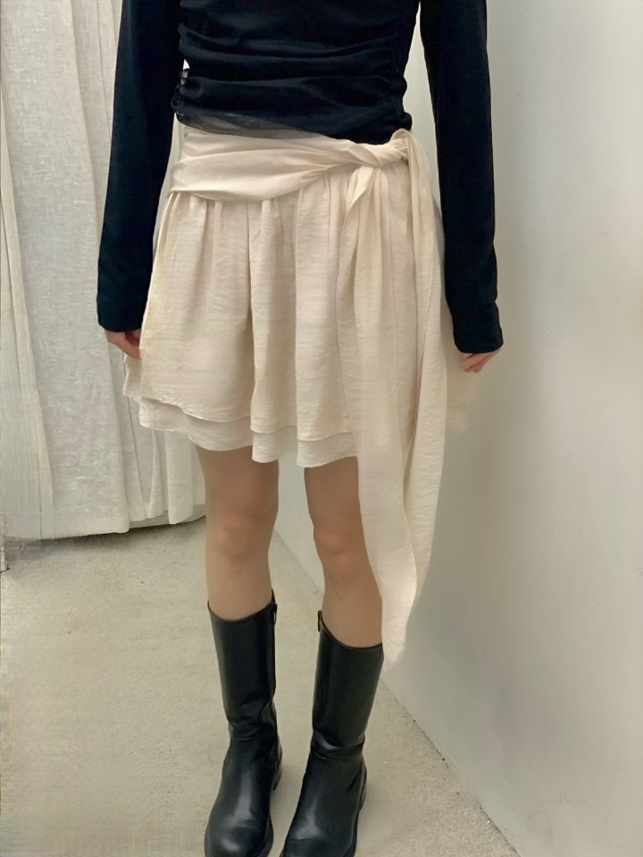 Afarrier - Korean Women Fashion - #momslook - Belt Double Skirt - 12