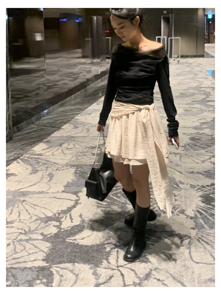 Afarrier - Korean Women Fashion - #momslook - Belt Double Skirt - 8