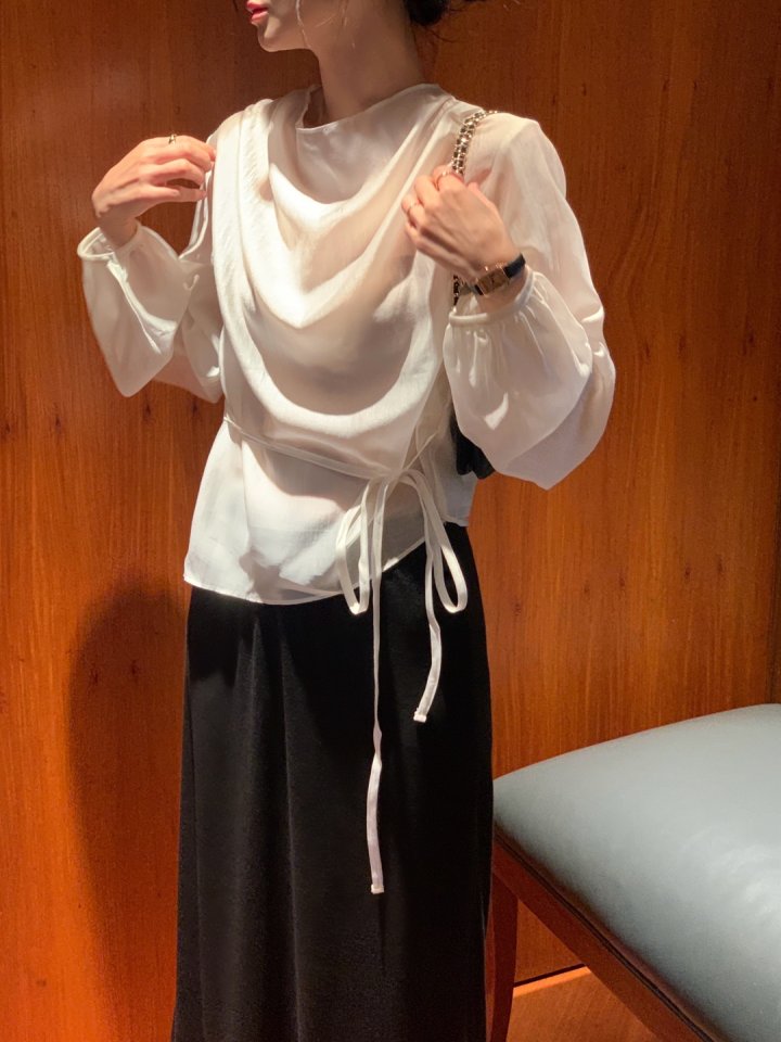 Afarrier - Korean Women Fashion - #pursuepretty - Silk Belt Blouse - 7