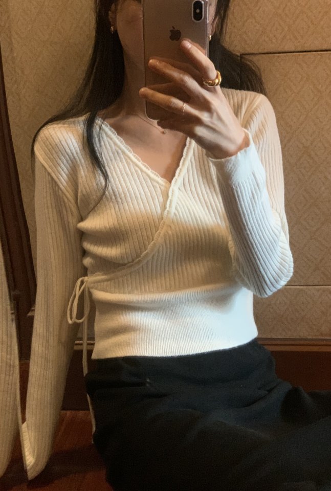 Afarrier - Korean Women Fashion - #restrostyle - Wrap Ribboning Knit - 11